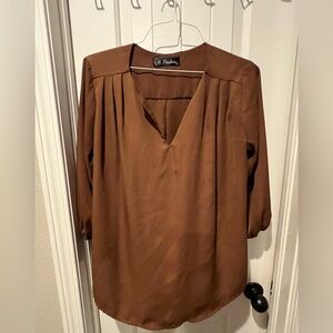 B FLAWLESS Brown Blouse Chic Top sz large